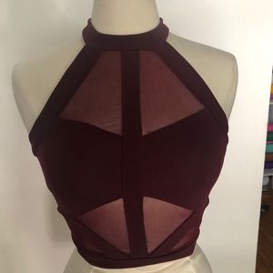 Halter Burgundy Mesh Halter
